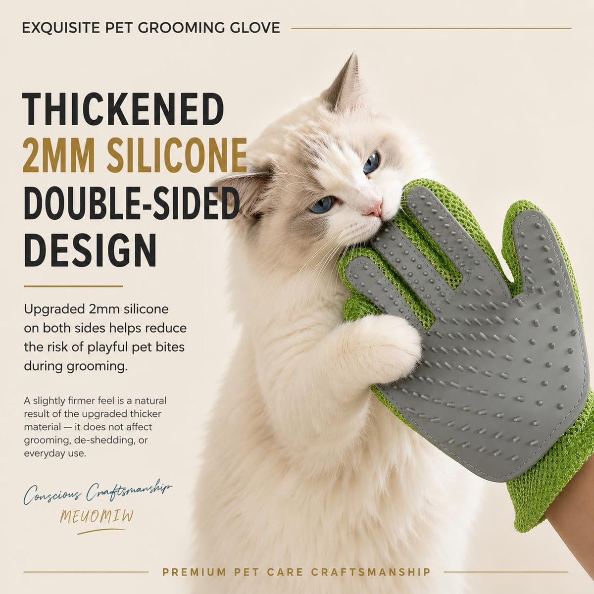 MEUOMIW - Pet Grooming Glove & Hair Remover - Deshedding Brush for Shedding Control - Gentle Massage Mitt for Dogs & Cats with Long and Short Fur - Ideal for Bathing and Grooming (one piece)