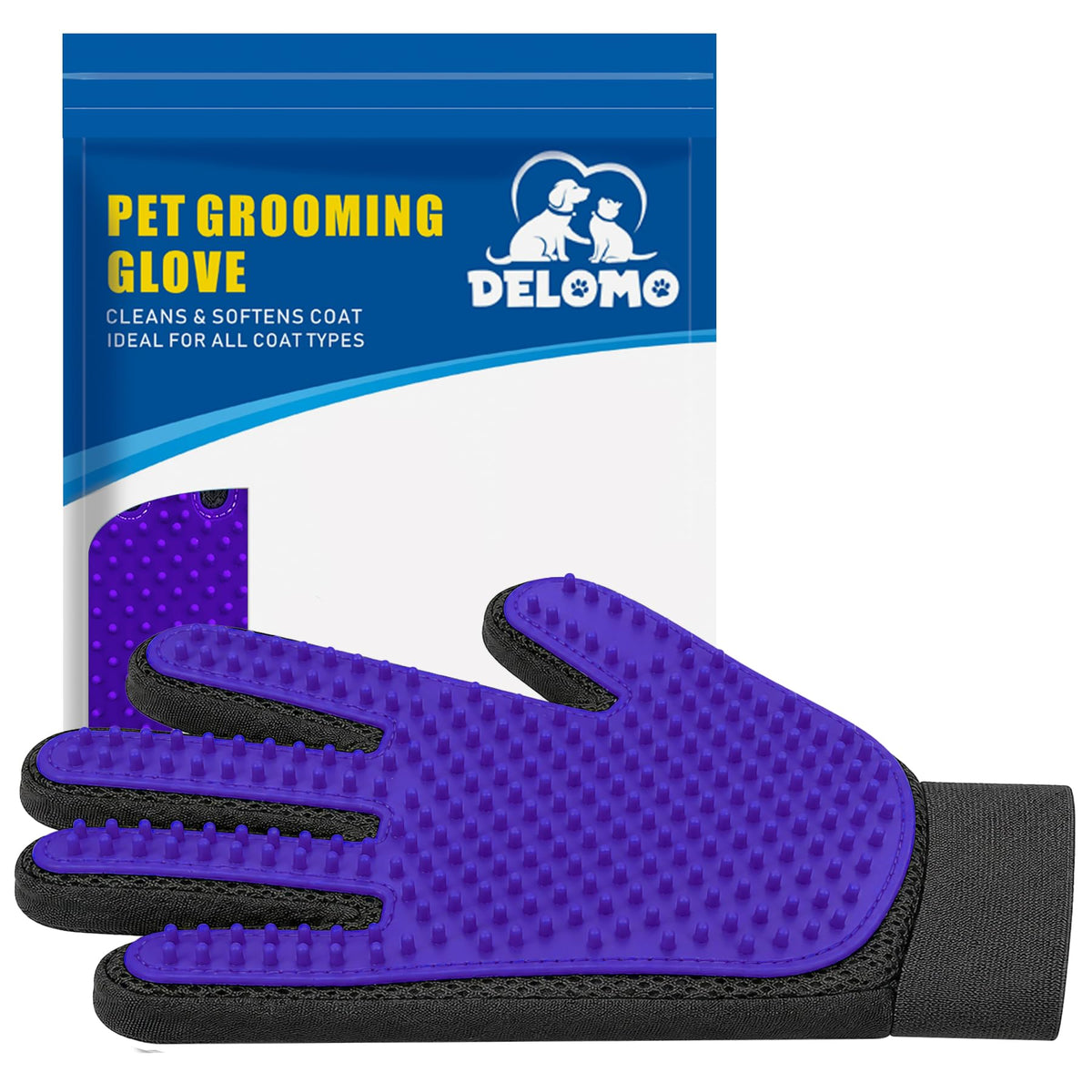 Pet Hair Removal Glove with 255 Silicone Tips for Dogs & Cats, Right Green