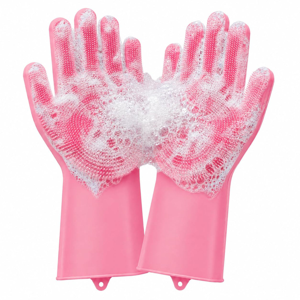 Silicone Dishwashing Gloves with Scrubber Bristles, Food-Grade Cleaning Mitts for Kitchen Dishes, Pet Grooming & Car Wash