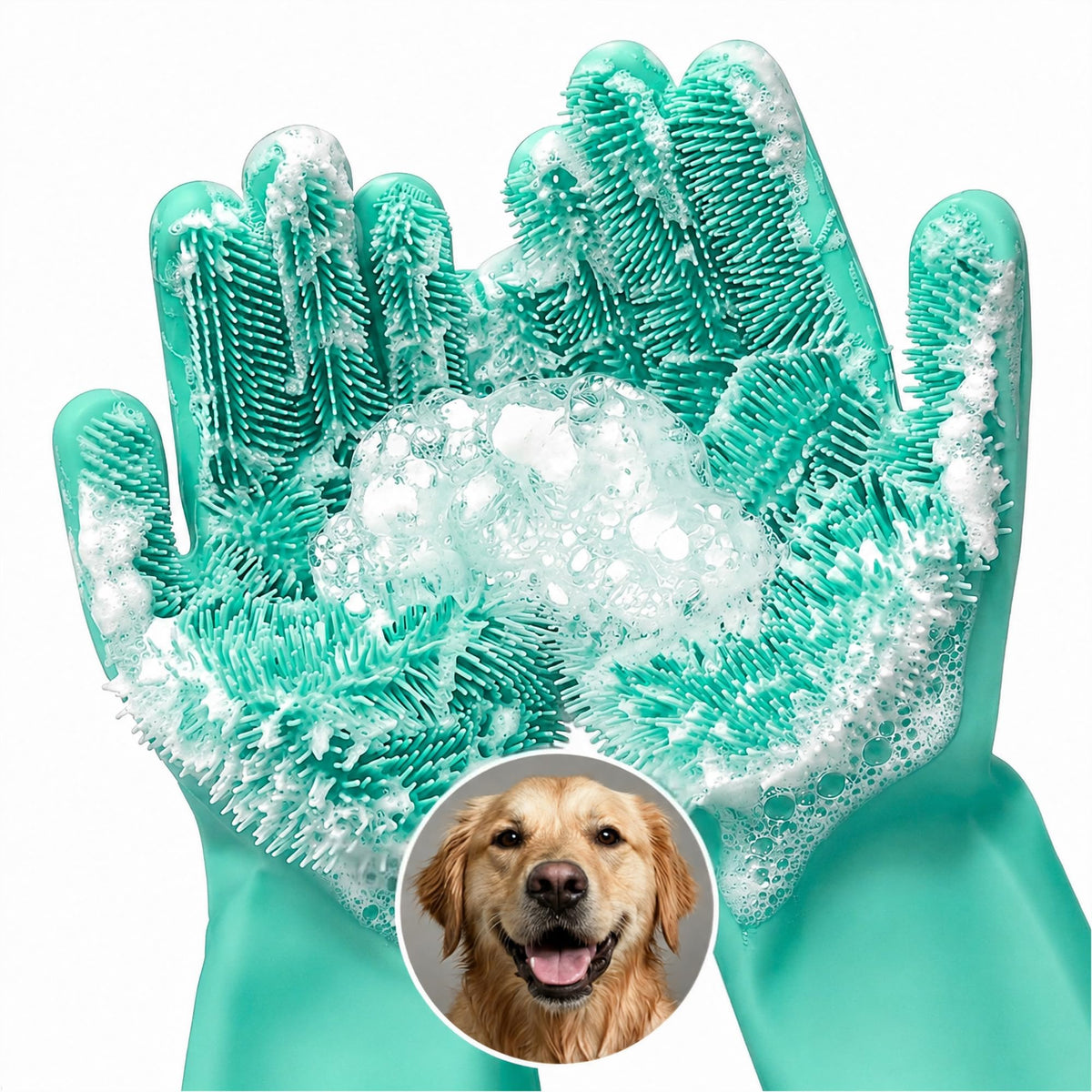 Cat and Dog Washing Gloves, 1 Pair, 11.6 in, Soft Silicone (Black)