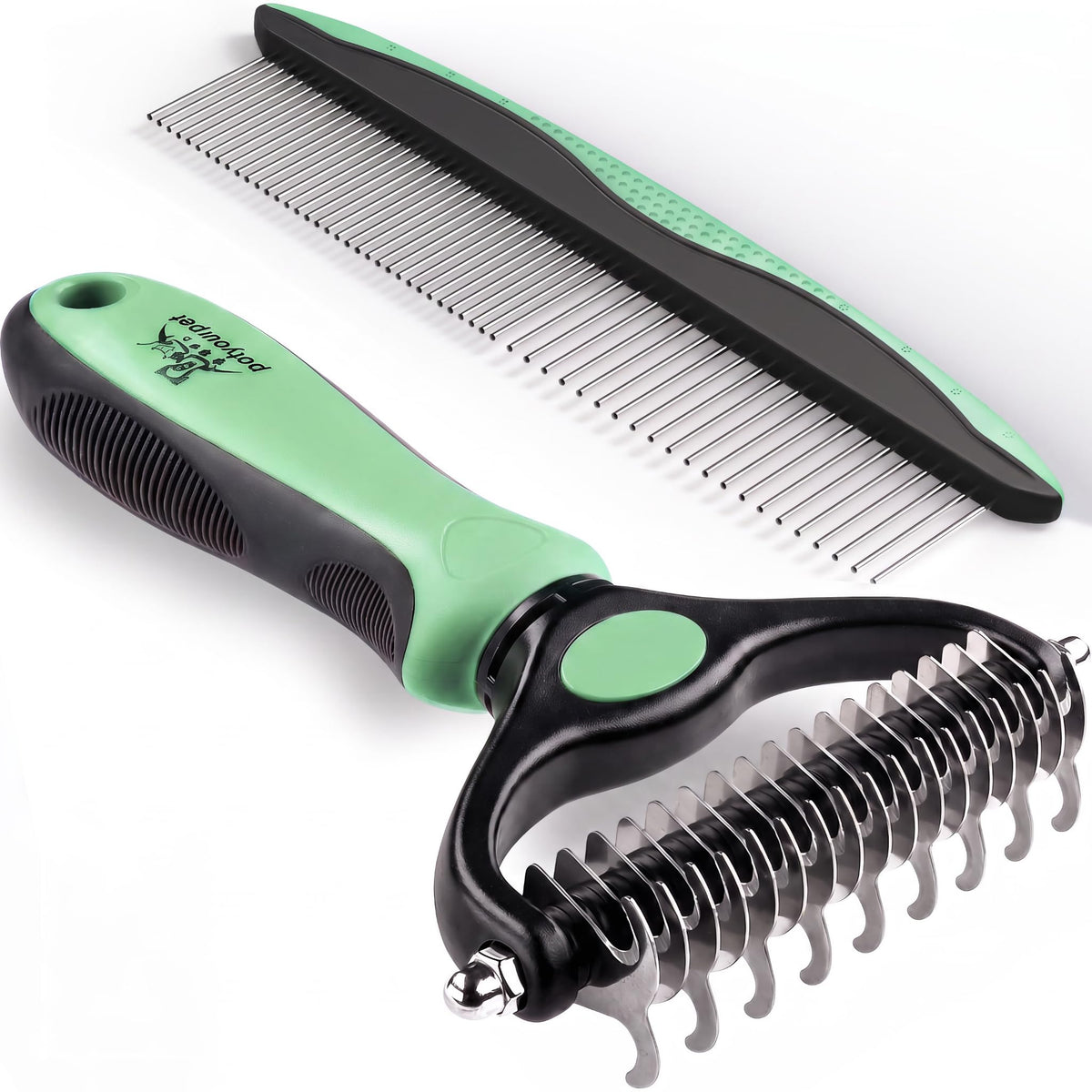 Pat Your Pet Deshedding Brush & Metal Comb Grooming Combo for Cats & Dogs