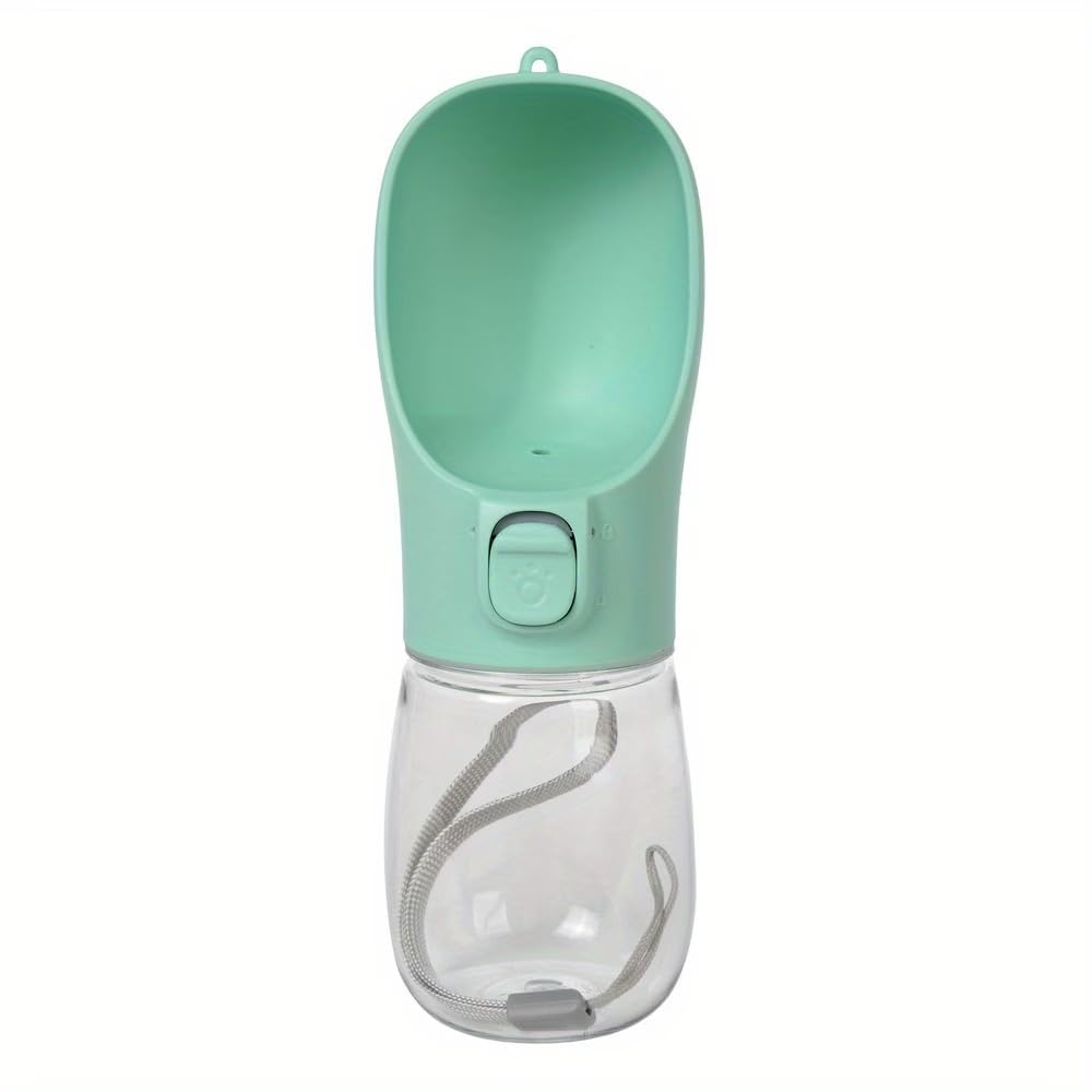 Leak-Proof Portable Dog Water Bottle with Built-in Bowl | Travel Pet Water Dispenser for Hiking, Walking & Outdoor Use | One-Hand Operation (Green)