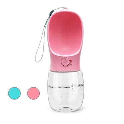 Kalimdor Dog Water Bottle, Leak Proof Portable Puppy Water Dispenser with Drinking Feeder for Pets Outdoor Walking, Hiking, Travel, Food Grade Plastic (12oz Pink)