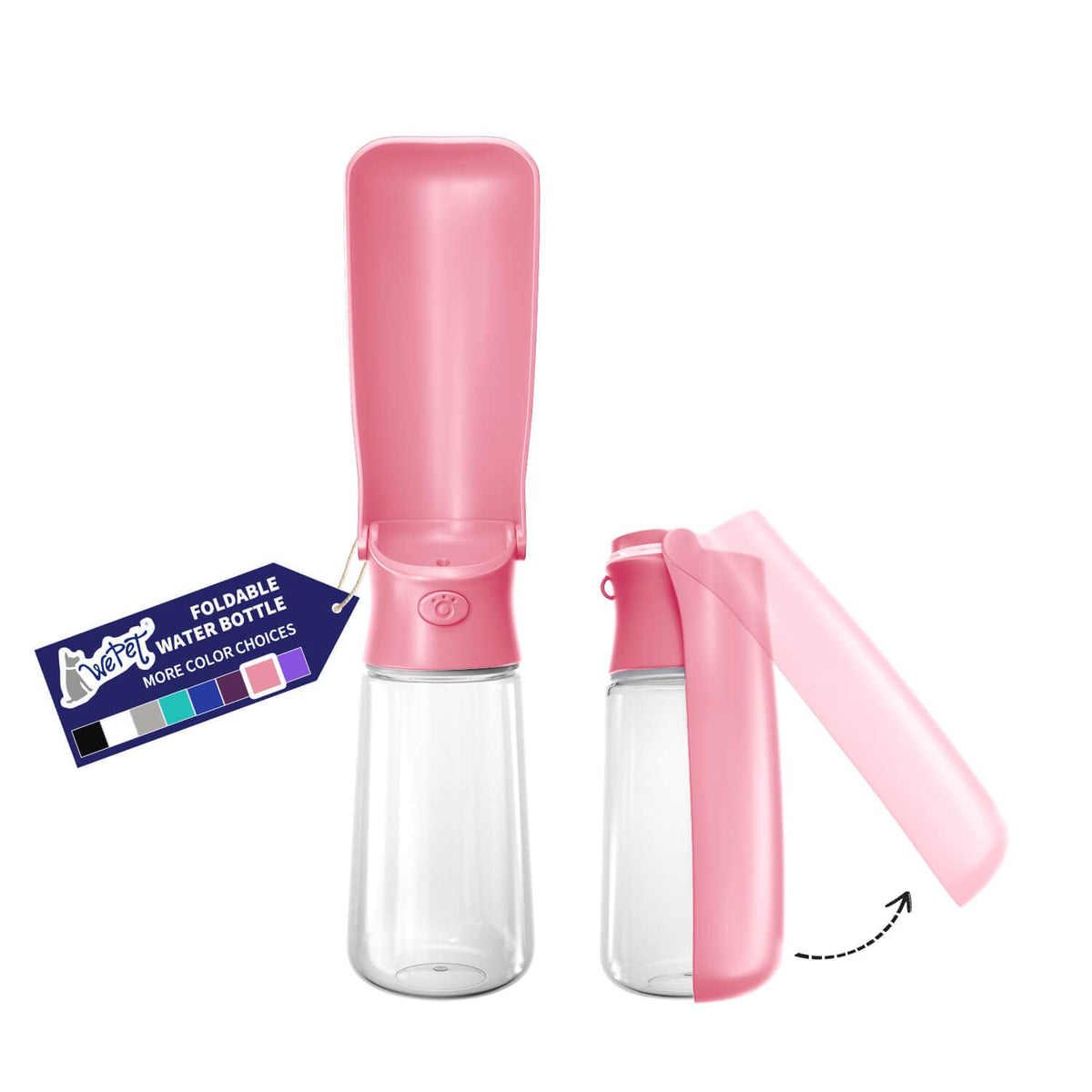 WePet Foldable Portable Dog Water Bottle Puppy Water Dispenser with Drinking Feeder, 12 OZ, High-Temperature Resistant Leak Proof for Pets Outdoor Walking, Hiking, Travel, Food Grade Plastic BPA Free