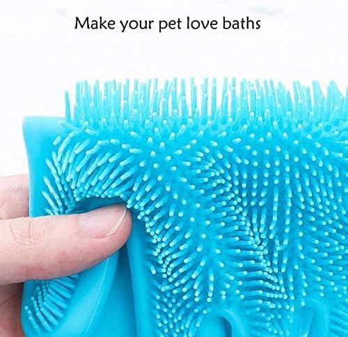Pet Republique Silicone Bathing Gloves for Dogs, Cats, & Most Animals – Long Sleeve Grooming Glove with Foam Scrubbing Bristles