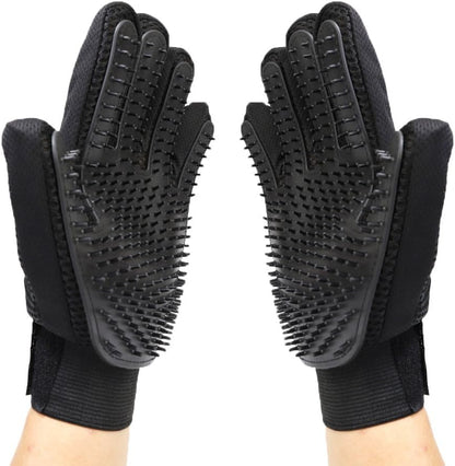 Pet Grooming Glove - Gentle Deshedding Brush Glove - Efficient Pet Hair Remover Mitt - Massage Tool with Enhanced Five Finger Design - Perfect for Dogs & Cats with Long & Short Fur (Blue)