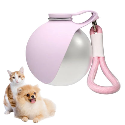 Portable Pet Water Bottle, 285ml/10 Oz Stainless Steel Compact Dog Drinking Bottles Leak Proof Cat Travel Water Bottles with Foldable Silicone Bowl for Outdoor Walking Hiking