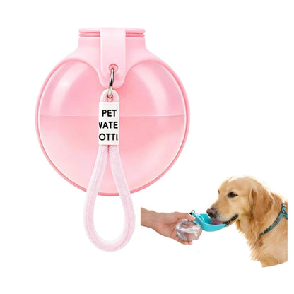 2 in 1 Portable Dog Water Bottle Tumbler, 10oz Dog Water Bottle with Silicone Foldable Bowl,for Walking Hiking Small Dog Water Bottle(Pink)