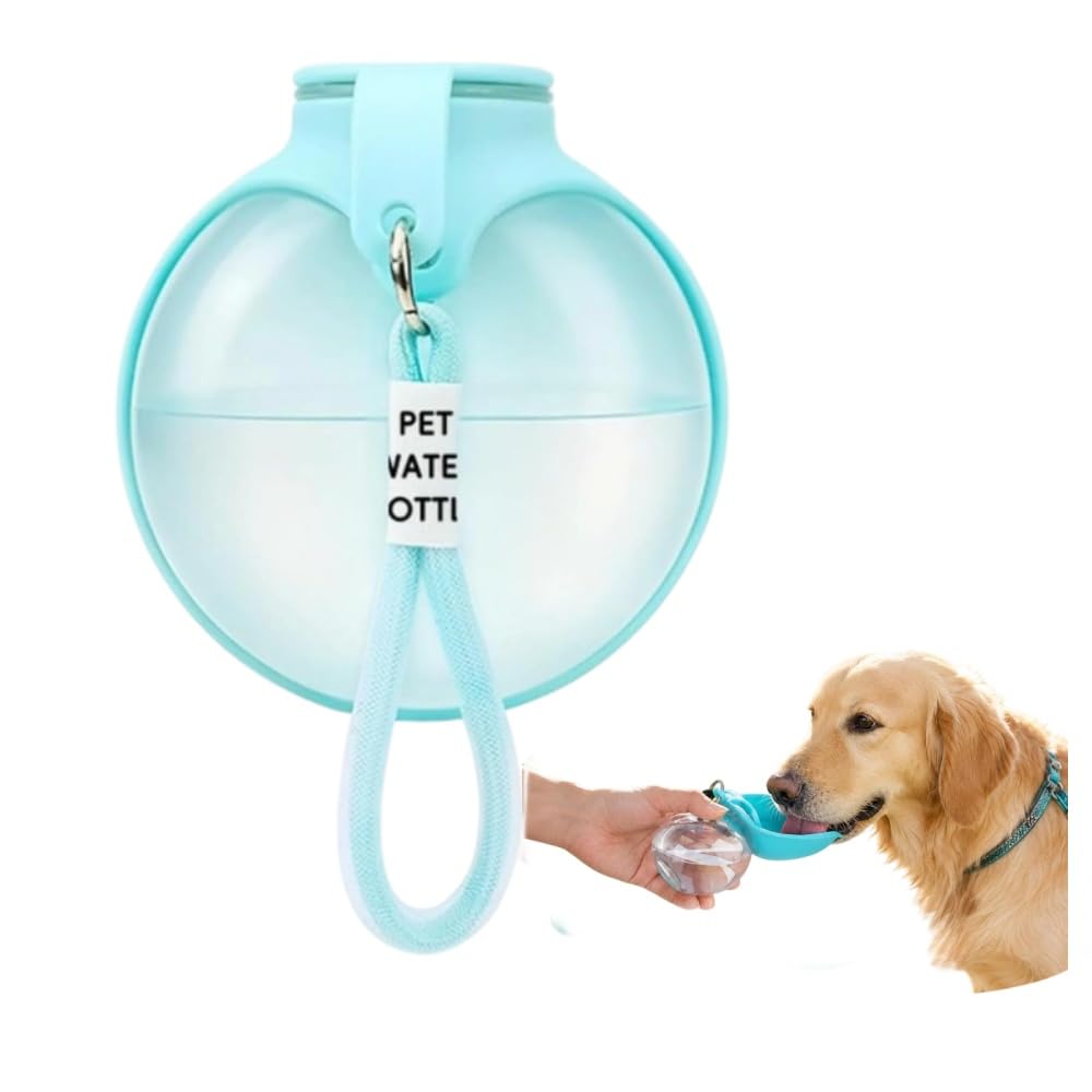 2 in 1 Portable Dog Water Bottle Tumbler, 10oz Dog Water Bottle with Silicone Foldable Bowl,for Walking Hiking Small Dog Water Bottle(Pink)