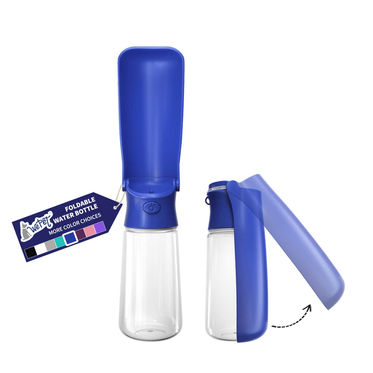 WePet Foldable Portable Dog Water Bottle Puppy Water Dispenser with Drinking Feeder, 12 OZ, High-Temperature Resistant Leak Proof for Pets Outdoor Walking, Hiking, Travel, Food Grade Plastic BPA Free