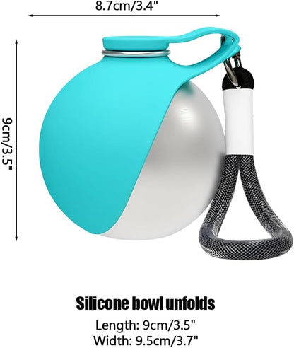 Portable Pet Water Bottle, 285ml/10 Oz Stainless Steel Compact Dog Drinking Bottles Leak Proof Cat Travel Water Bottles with Foldable Silicone Bowl for Outdoor Walking Hiking