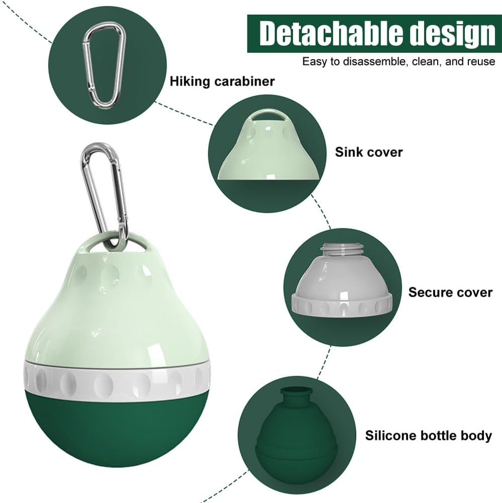 DONGKER Dog Water Bottle,200ML Leakproof Pet Travel Bottle with Foldable Silicone Body & Hanging Buckle for Small Pets Outdoor Walking Hiking Travel