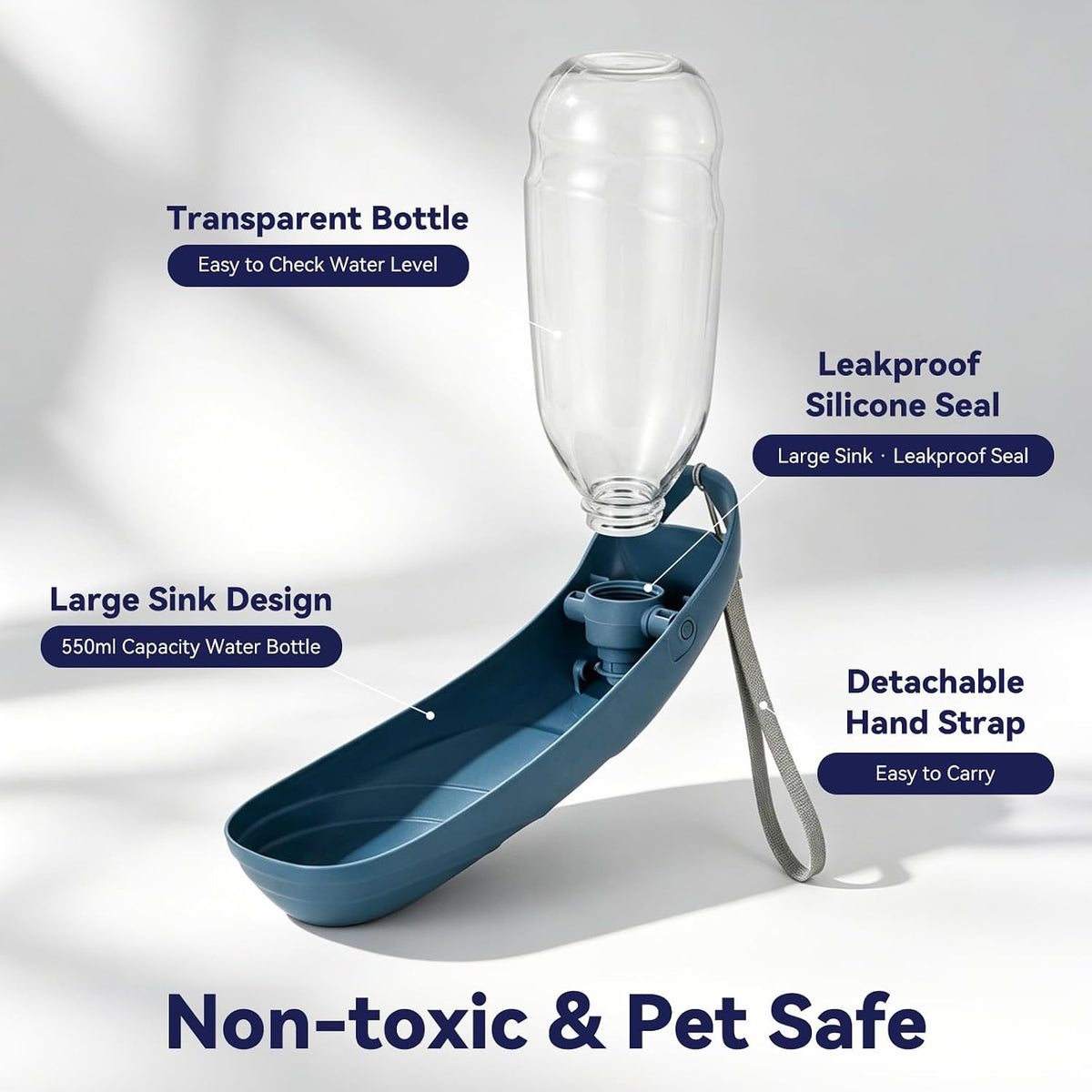 Portable Dog Water Bottle, 18.5OZ Large Dog Travel Water Bottle Leak-Proof Pet Water Dispenser with Carrying Lanyard, Ideal for Outdoor Walking Hiking Travel