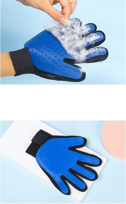 TV Rubber Pet Hair Removal Glove for Dogs & Cats, Right Hand | Silicone Comb Teeth for Cats & Dogs Loose Fur Removal, Massage & Bath with Magic Tape(Red)