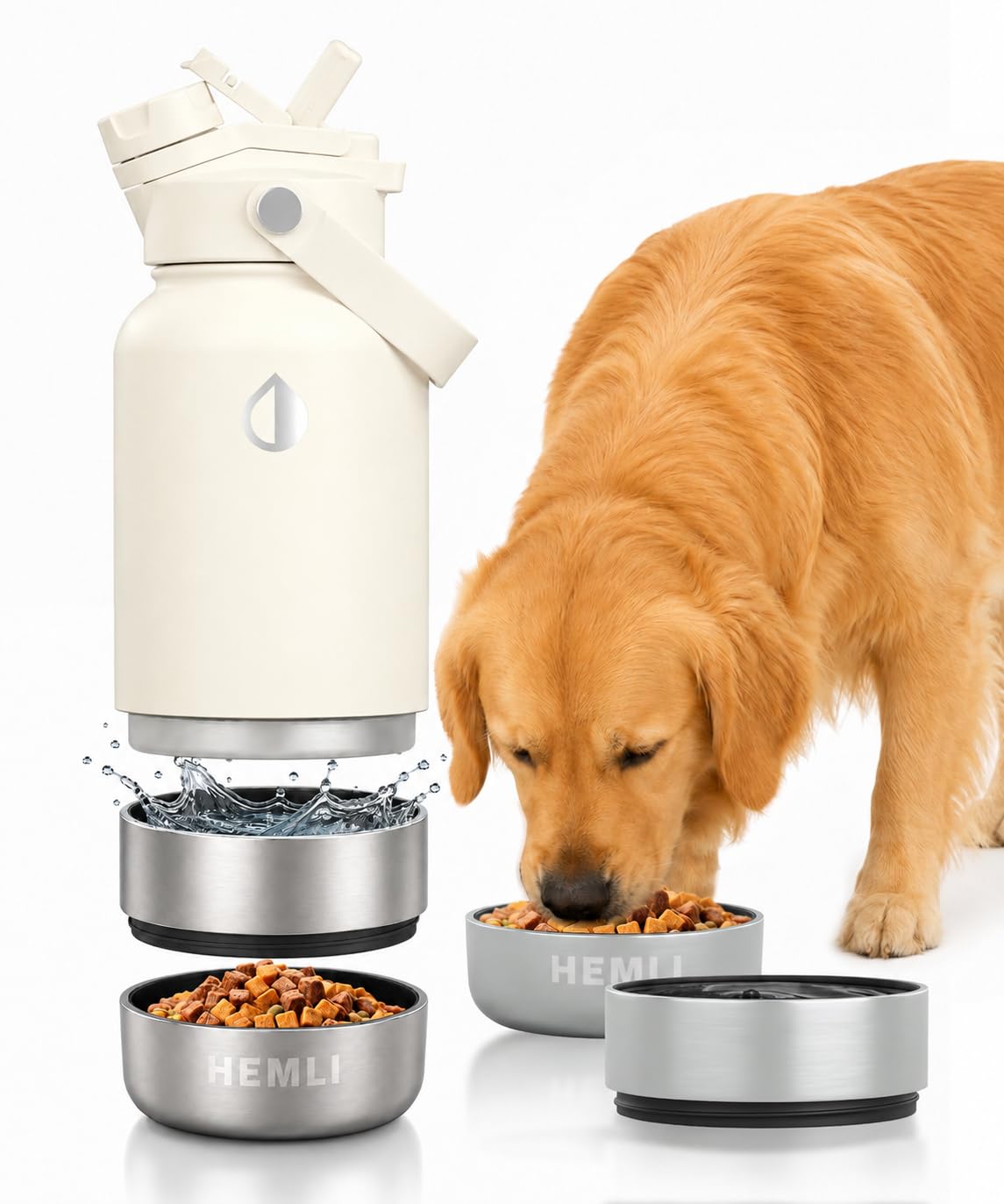 32 oz. Dog Water Bottle, Insulated Dog Travel Water Bottle, Stainless Steel Pet Water Bottle Dispenser, Portable Food and Water Bowl for Dogs for Walking Dog Canteen Travel Kit