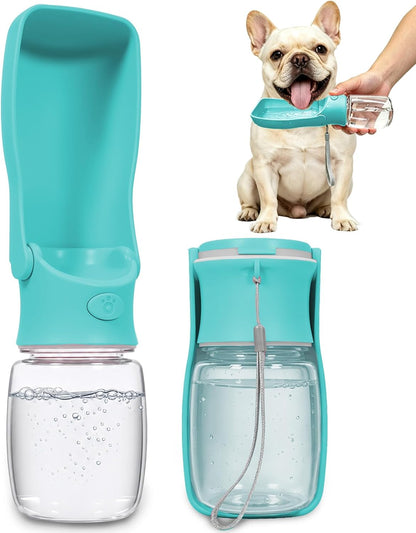 Foldable Dog Water Bottle, 12 oz Portable Pet Dispenser (Green)