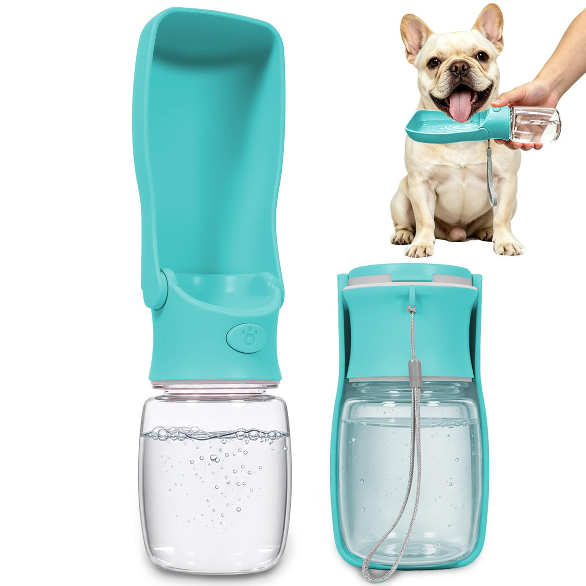 Foldable Dog Water Bottle, 12 oz Portable Pet Dispenser (Green)