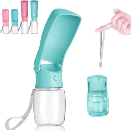 Portable Dog Water Bottle, Foldable Dog Water Bottle Leak Proof Dispenser for Puppy Small Medium Large Dogs, Pet Drink Cup for Walking Hiking Traveling(Pink,12oz)