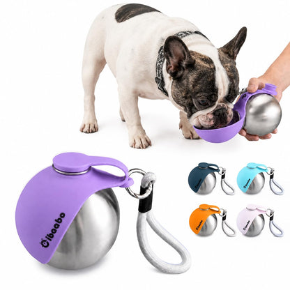 Cibaabo Portable Dog Water Bottle with Collapsible Silicone Bowl 10 oz
