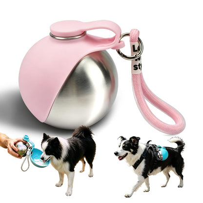2 in 1 Portable Dog Water Bottle with Foldable Bowl 10oz Gray