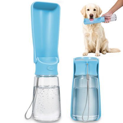 Foldable Dog Water Bottle, 12 oz Portable Pet Dispenser (Green)