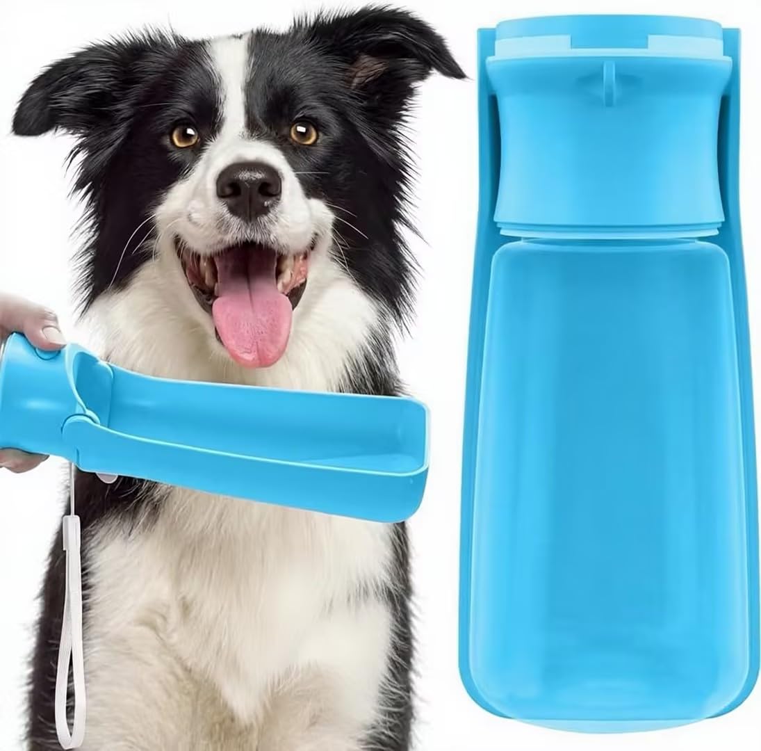 Portable Dog Water Bottle Dispenser [Leak Proof & Foldable] Dog Travel Water Bottle Bowl Accessories for Puppy Small Medium Large Dogs Pet Water Bottles for Dogs Walking Outdoor Hiking 19OZ