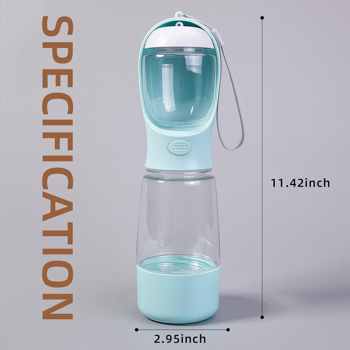 3-in-1 Portable Dog Water Bottle Leak Proof 14oz Blue