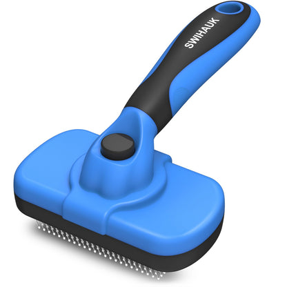 Swihauk Self Cleaning Slicker Brush for Dogs & Cats - Skin Friendly Deshedding and Grooming Brush for Haired Pets, Pet Supplies Accessory, Black