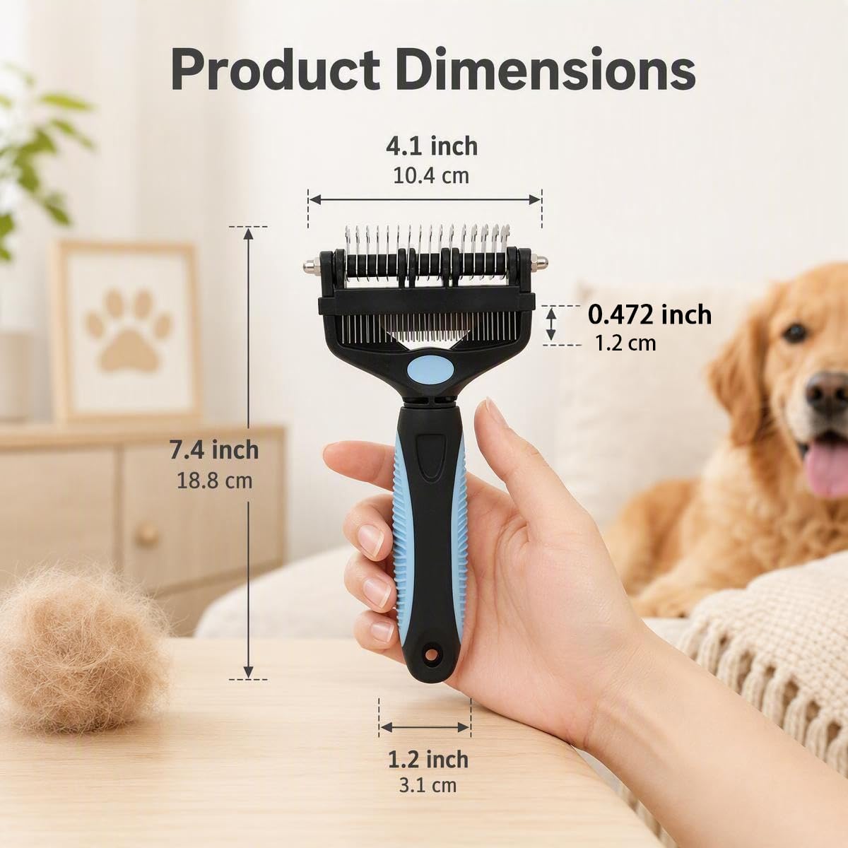 3-in-1 Pet Grooming Tool Dematting Comb Undercoat Rake Deshedding Brush