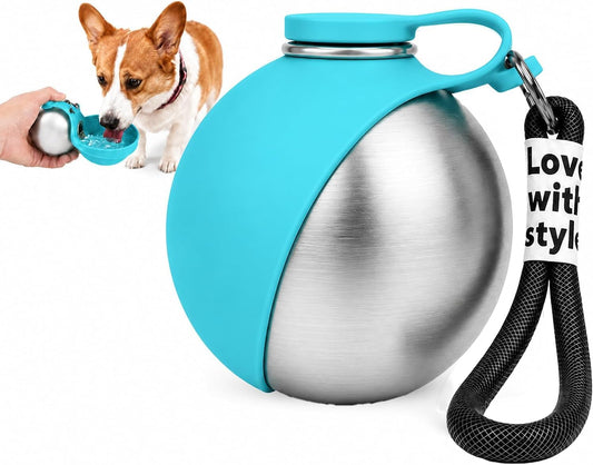 Portable Dog Water Bottle Pet Travel Water Bowl Dog Water Bottle (Blue, 02)