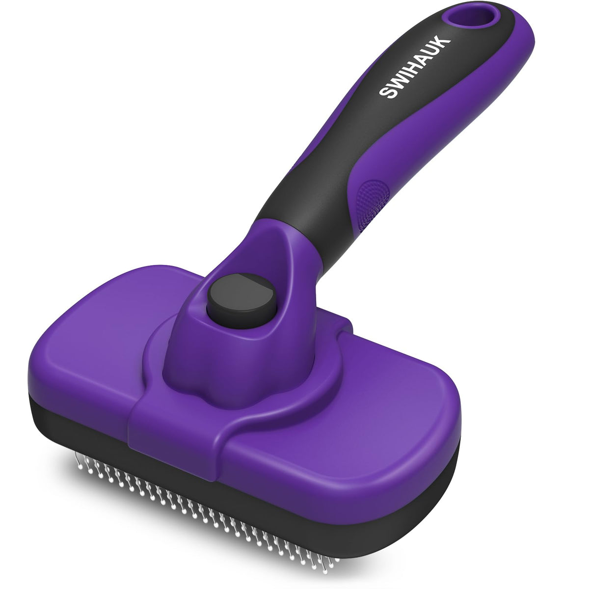 Swihauk Self Cleaning Slicker Brush for Dogs & Cats - Skin Friendly Deshedding and Grooming Brush for Haired Pets, Pet Supplies Accessory, Black