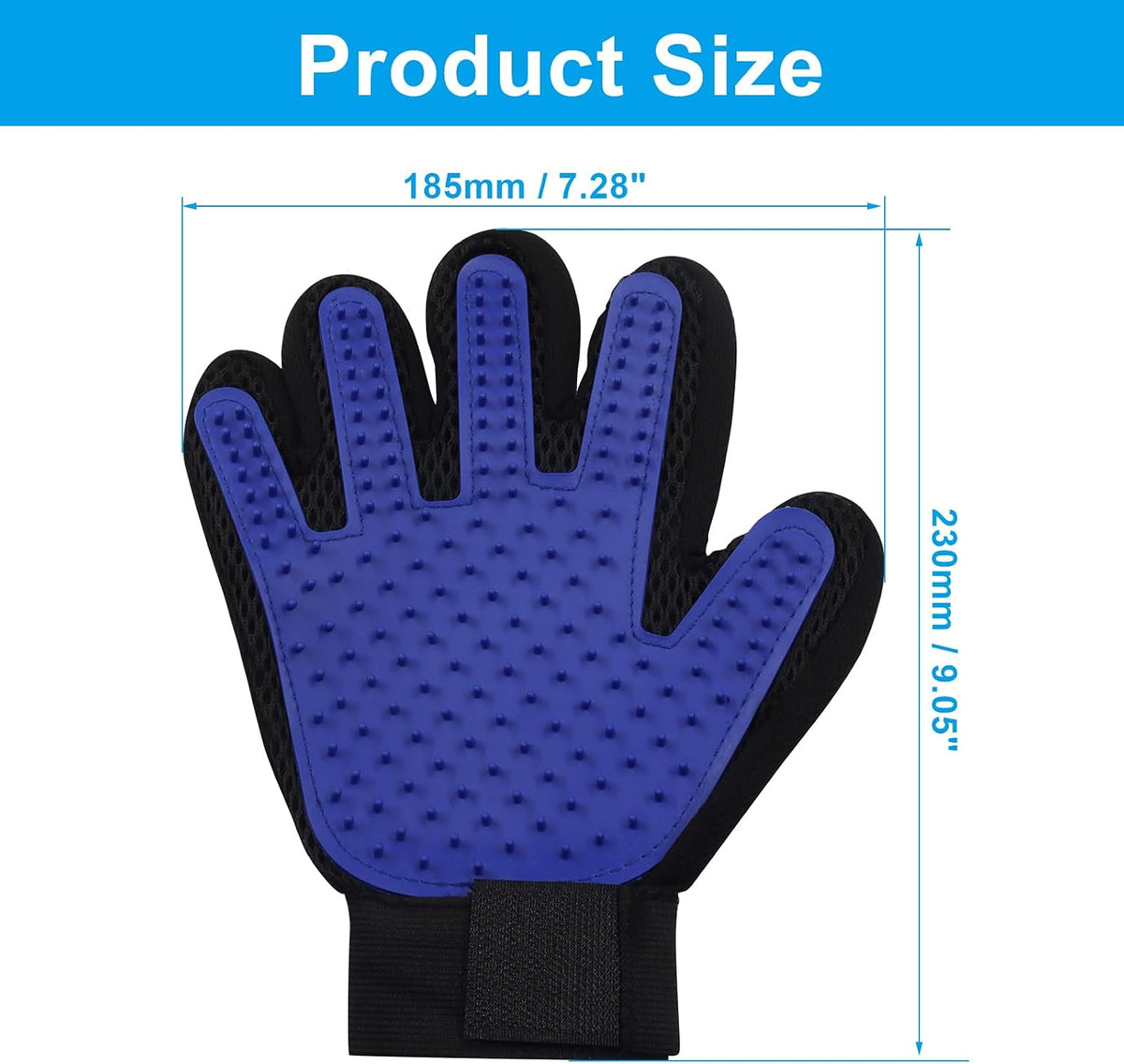 Pet Grooming Gloves, 1 Pair, Blue