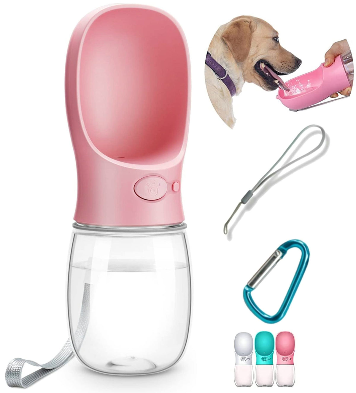 DEYACE Dog Water Bottle, Leak Proof Portable Pet Water Bottles for Dogs, Puppy Water Dispenser with Drinking Feeder for Travel (Teal 12oz)