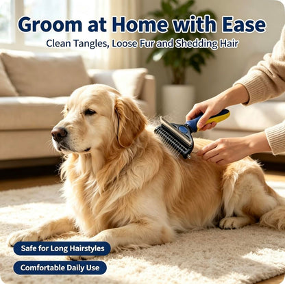 3-in-1 Pet Grooming Tool, Dematting Comb& Undercoat Rake for Dogs&Cats