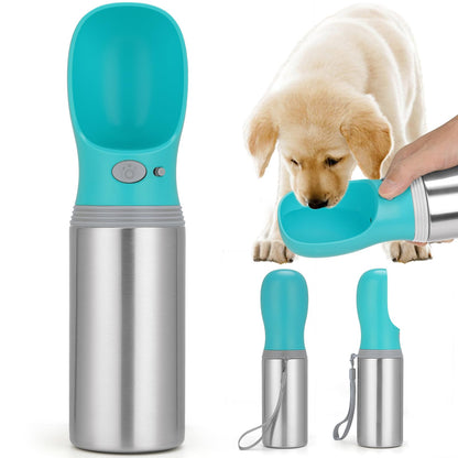 Portable Dog Water Bottle, 14 OZ Stainless Steel Pet Water Dispenser