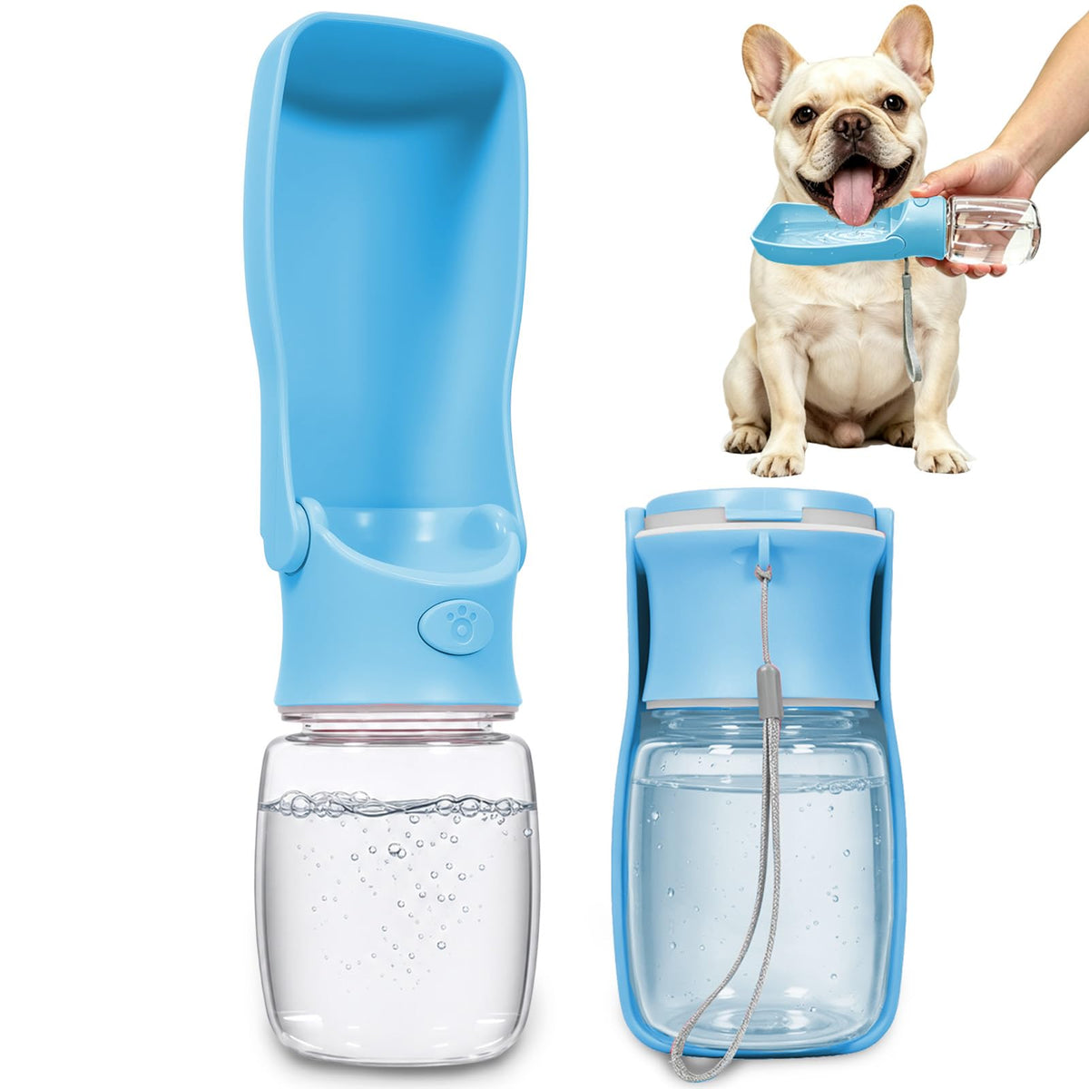 Foldable Dog Water Bottle, 12 oz Portable Pet Dispenser (Green)