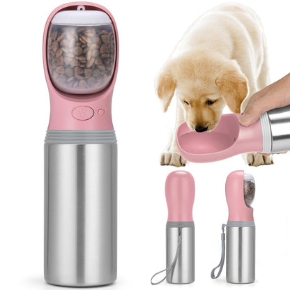 Portable Dog Water Bottle, 14 OZ Stainless Steel Pet Water Dispenser