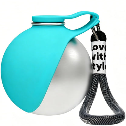 2-in-1 Dog Water Bottle - Portable Pet Travel Flask with Bowl -Blue