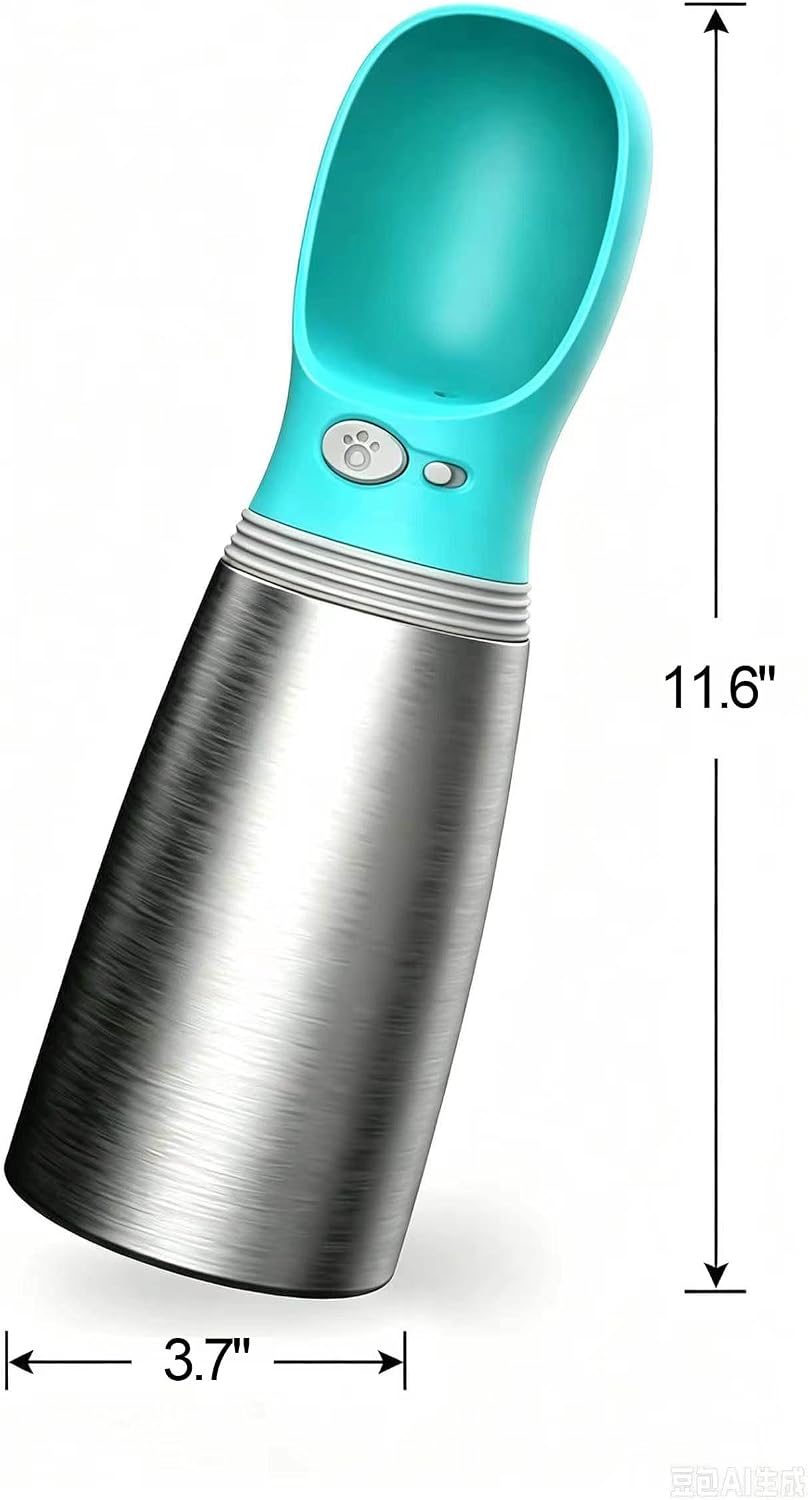 Dog Water Bottle, 23.67 oz Portable Stainless Steel Pet Water Dispenser