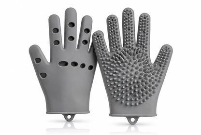 Pet Grooming Gloves for Cats & Dogs – Silicone Hair Removal Glove for Bathing, Shedding & Massage – Gentle Mitt for Long & Short Hair Pets with Drainage System