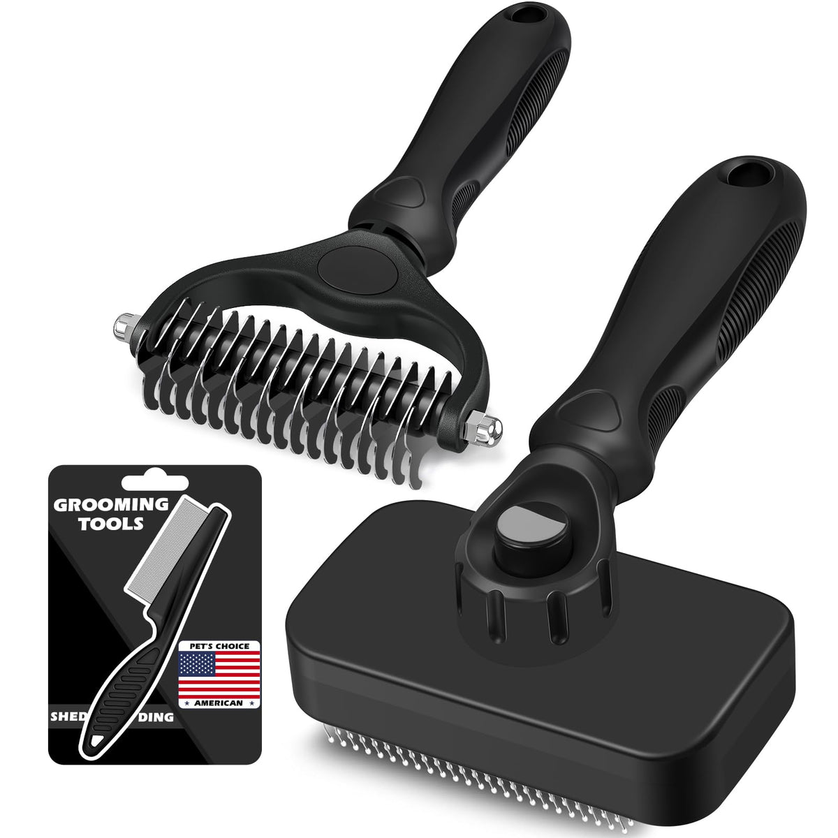 Professional 7 in 1 Pet Grooming kit I Dog Brush & Cat Brush I Dog&Cat Comb I Dog&Cat Nail Clipper/Trimmers with Nail File I Dog Bath Brush I Dog&Cat Flea Comb I Pet Supplies(Deep Blue)