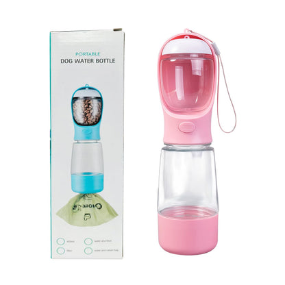 3-in-1 Portable Dog Water Bottle Leak Proof 14oz Blue
