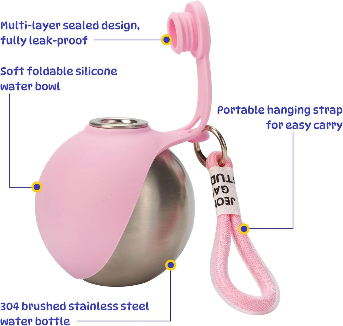 2 Pcs Portable Dog Water Bottle, 10oz Stainless Steel Puppy Water Tumbler