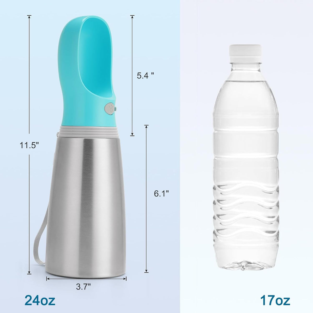 Portable Dog Water Bottle, 24 OZ Stainless Steel Pet Water Dispenser