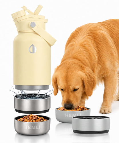 32 oz. Dog Water Bottle, Insulated Dog Travel Water Bottle, Stainless Steel Pet Water Bottle Dispenser, Portable Food and Water Bowl for Dogs for Walking Dog Canteen Travel Kit