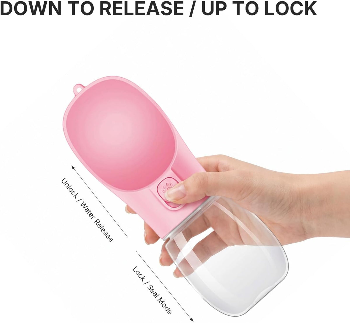 Portable Dog Water Bottle, Leak Proof Pet Water Dispenser with One-Button Water Release, O-Shaped Drinking Trough, 10 OZ Travel Water Bottle for Walking Hiking