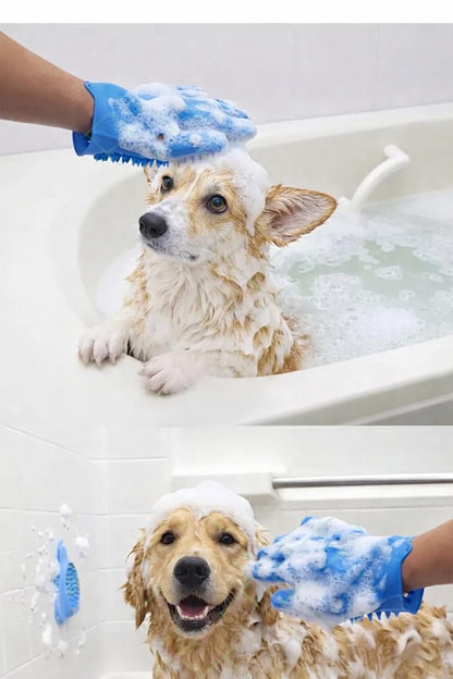 Pet Grooming Gloves for Cats & Dogs – Silicone Hair Removal Glove for Bathing, Shedding & Massage – Gentle Mitt for Long & Short Hair Pets with Drainage System