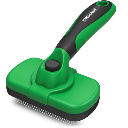 Swihauk Self Cleaning Slicker Brush for Dogs & Cats - Skin Friendly Deshedding and Grooming Brush for Haired Pets, Pet Supplies Accessory, Black
