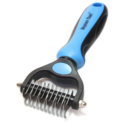 Maxpower Planet Pet Grooming Brush - Double Sided Shedding, Dematting Undercoat Rake for Dogs and Cats - Extra Wide Dog Grooming Brush - Yellow