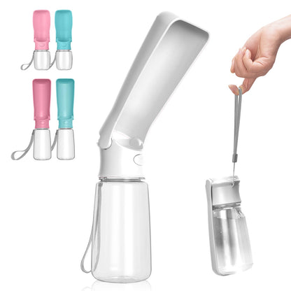 Portable Dog Water Bottle, Foldable Dog Water Bottle Leak Proof Dispenser for Puppy Small Medium Large Dogs, Pet Drink Cup for Walking Hiking Traveling(Pink,12oz)